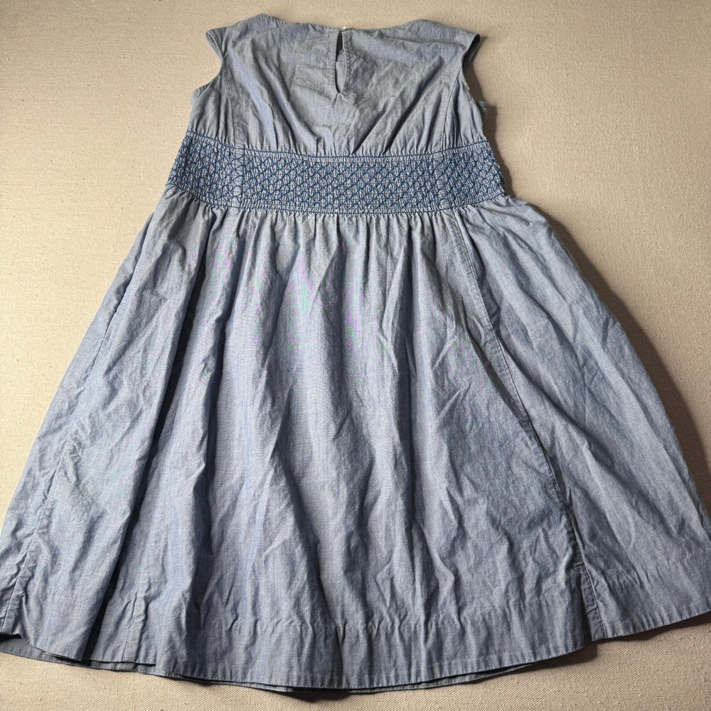 Kate Spade New York Blaire Chambray Smocked Embroidered Dress Size‎ 4 Pockets - Picture 3 of 8